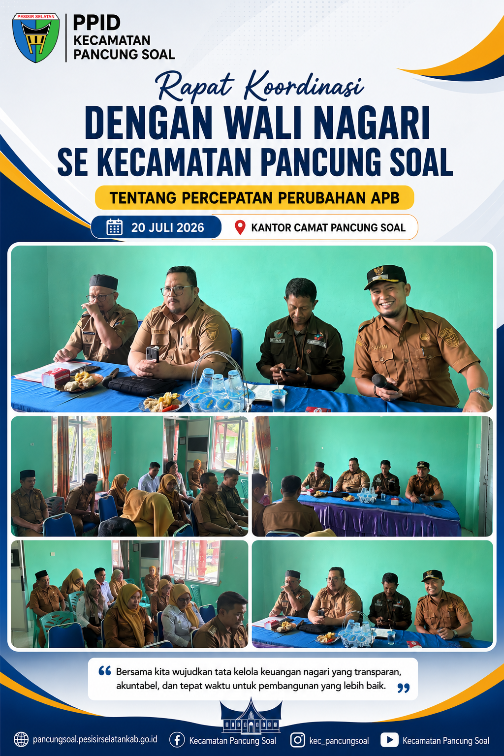 CAMAT PANCUNG SOAL PIMPIN RAKOR PERCEPATAN PERUBAHAN APB NAGARI